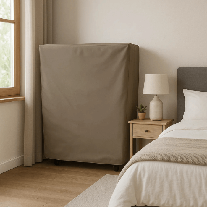 Housse déco pour lit pliant 120 cm taupe