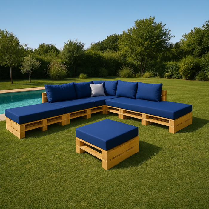Combinaison 8 places double méridienne avec pouf